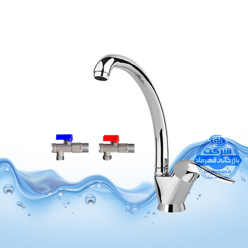 ست ۳ عددی شیر ظرفشویی کروم براق به همراه شیر پیسوار | شیرآلات برند آیدا صنعت مدل قهرمان